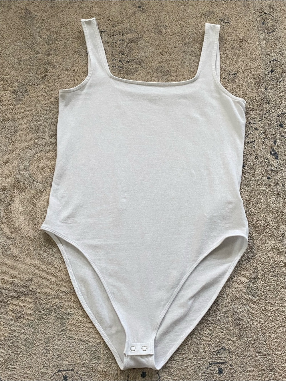 GAP Cotton Square Neck Sleeveless Bodysuit Medium White Snap Closure